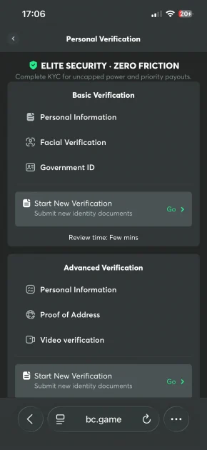 bc game casino verification
