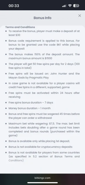 bitkingz casino bonus