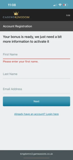 Casino Kingdom registration