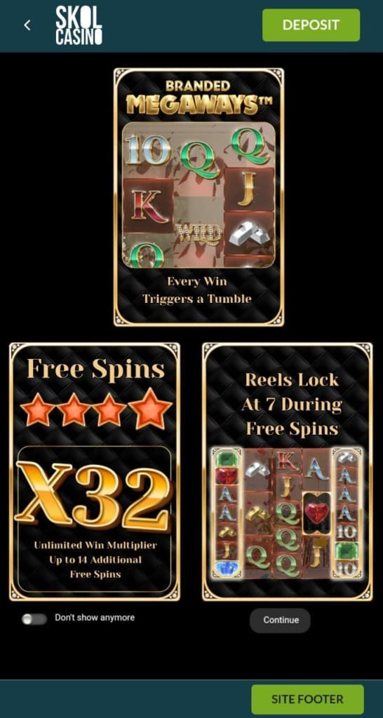 Skol casino Screen