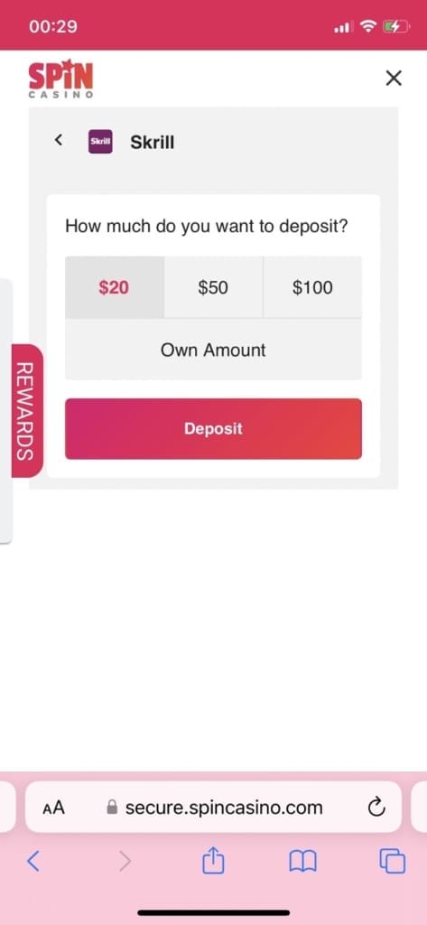 Spin Casino Screen