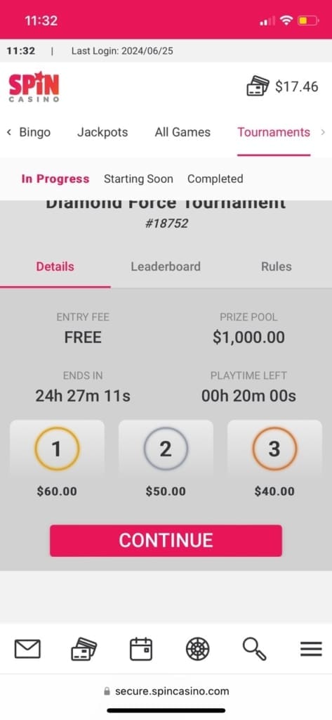 Spin Casino Screen