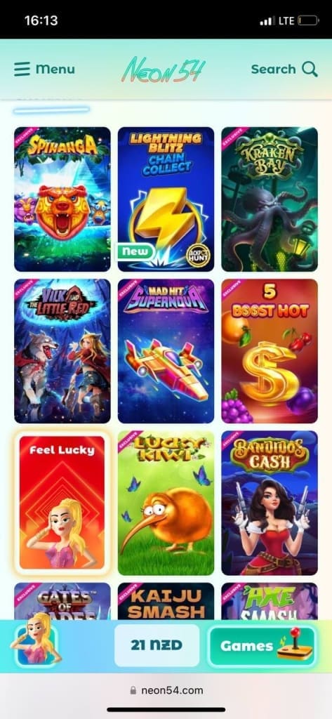 Neon54 games list