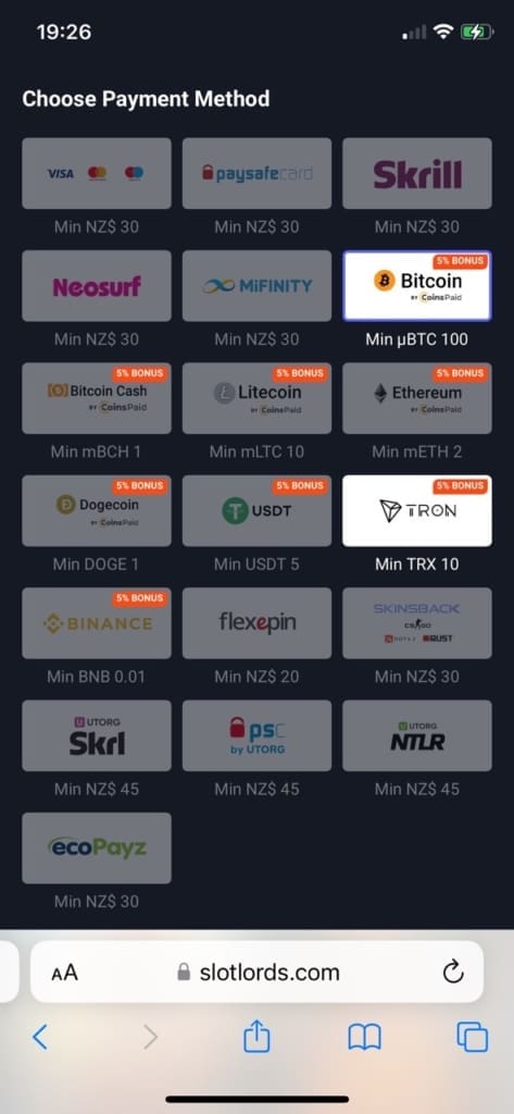 SlotLords Casino Screen