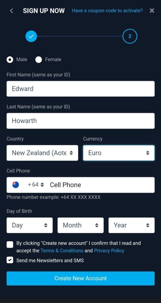 BetGlobal Casino screen