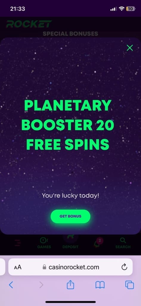 casino rocket booster