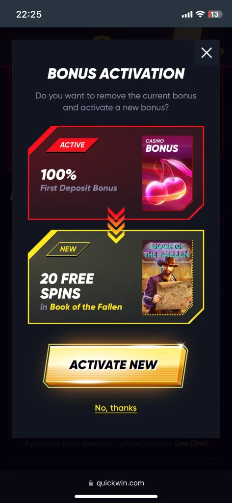 QuickWin Casino Bonus