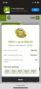 Fresh Casino Bonus
