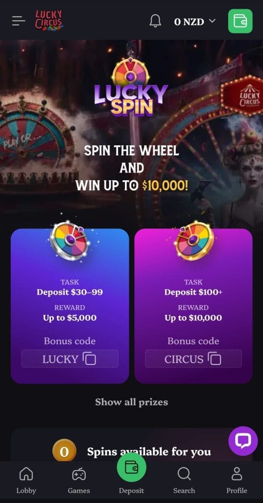 Lucky Circus bonus