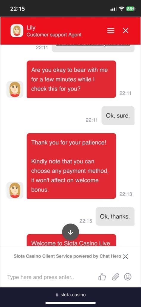 Slota Casino support