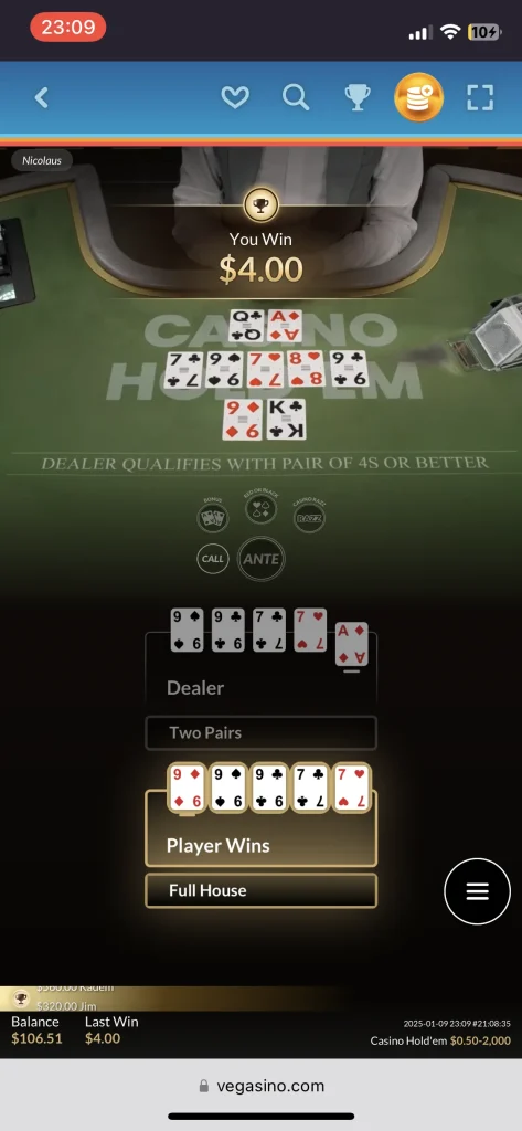 Vegasino Casino Games