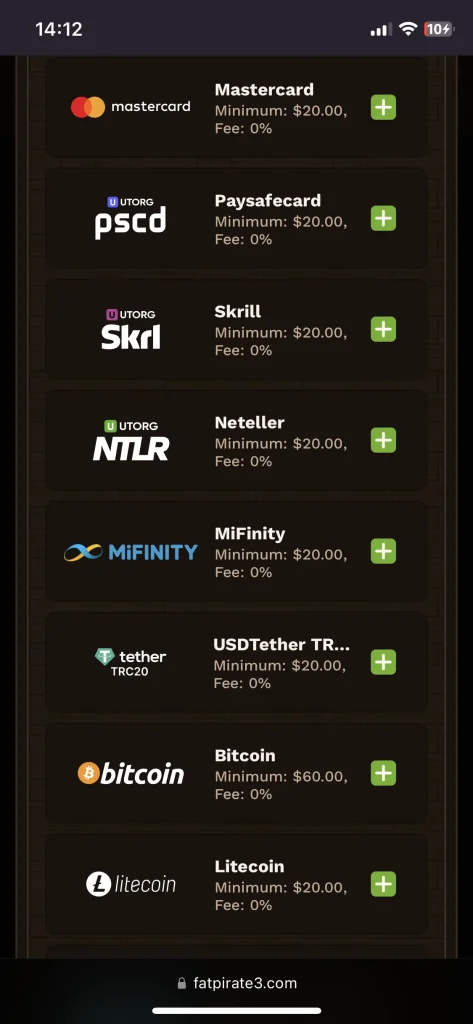 FatPirate Casino deposit
