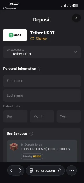 rollero casino deposit