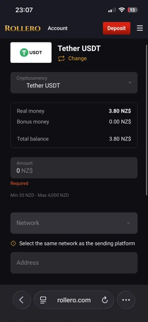 rollero casino deposit
