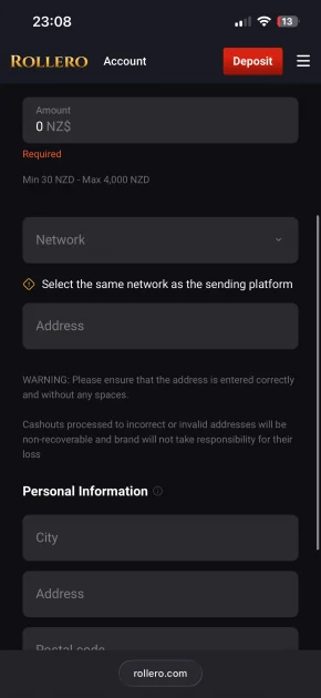 Rollero casino registration