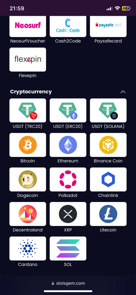 SlotsGem Casino Deposit
