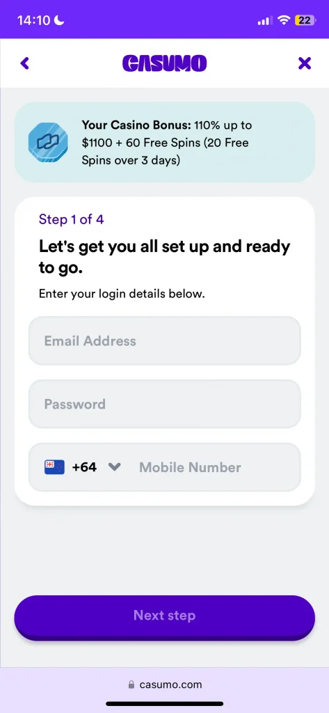 casumo casino registration