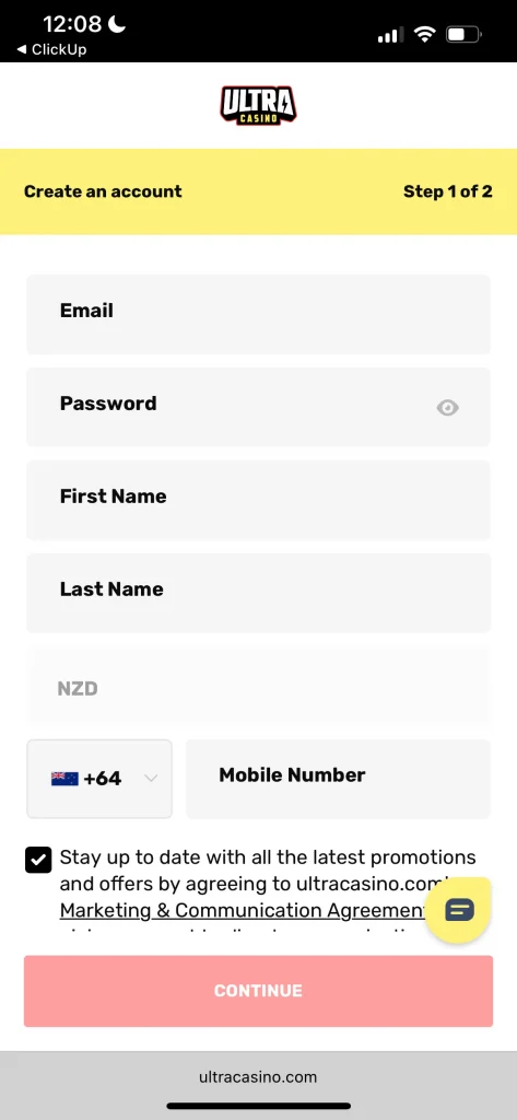 UltraCasino registration