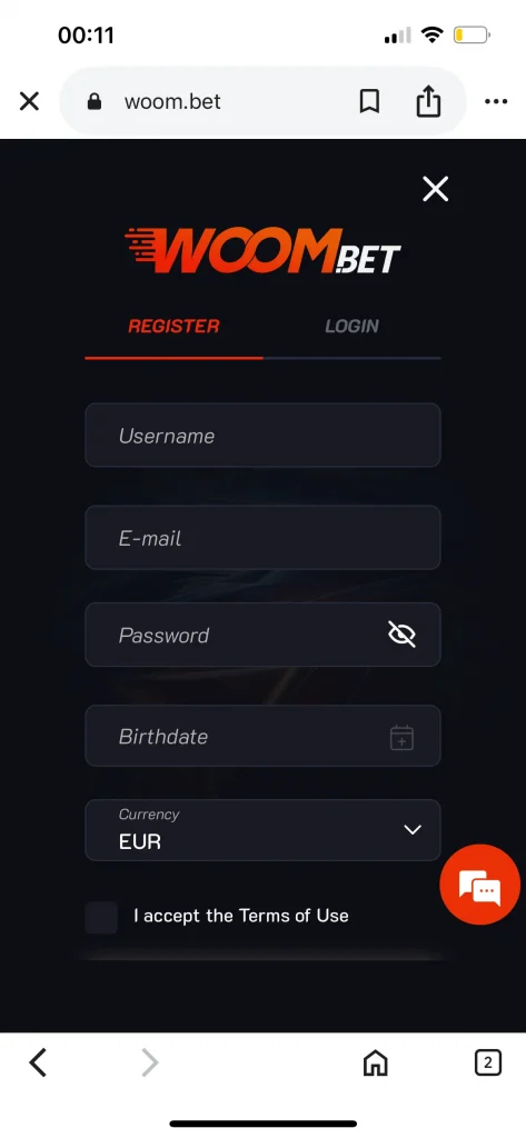 Woom Bet Casino registration