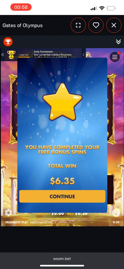 Woom Bet Casino Win