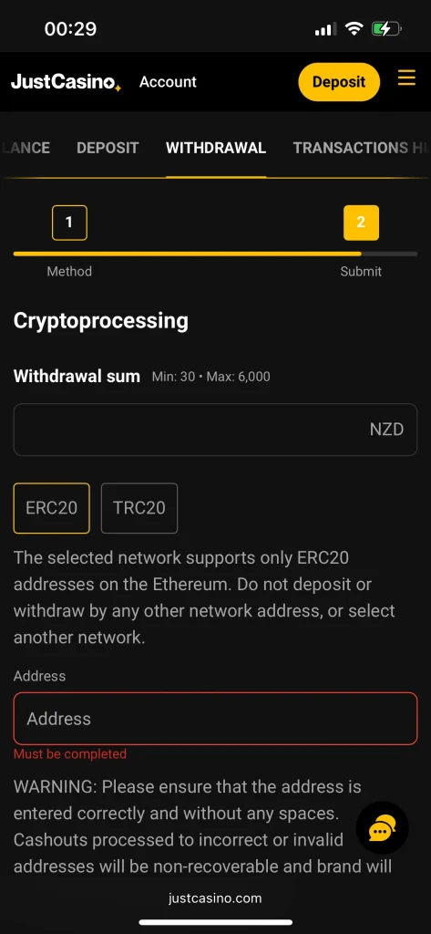Just Casino Payment
