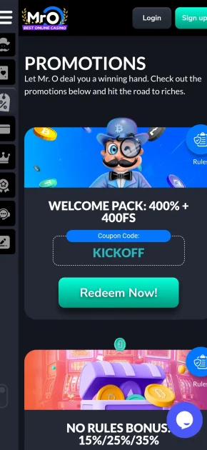 Mr O Casino bonus