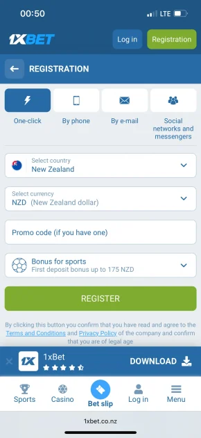 1xbet casino registration