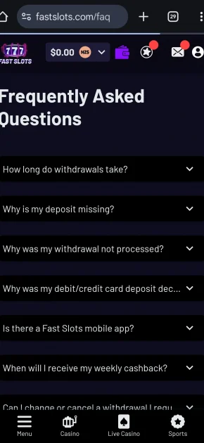 FastSlots Casino FAQ