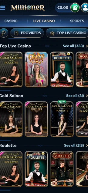 Millioner Casino live games
