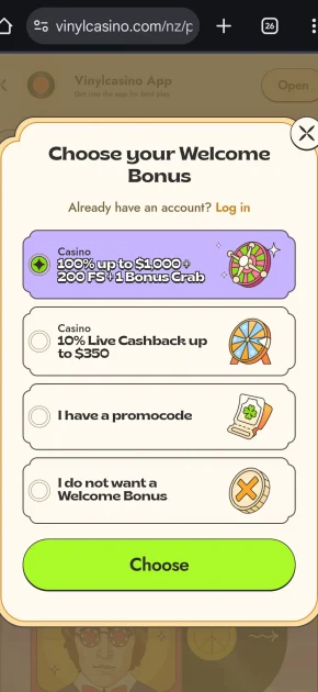 Vinyl Casino Bonus