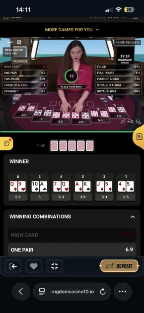 kingdom casino live game