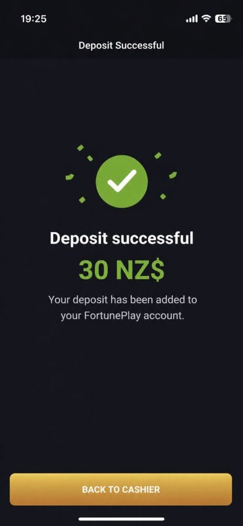 deposit success at Fortune Play