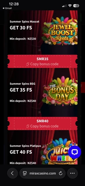 mirax casino bonuses