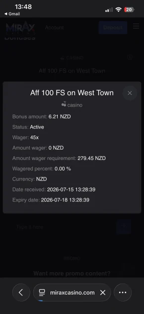 mirax casino bonus