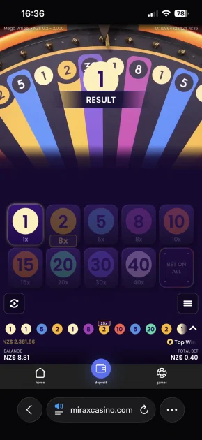 mirax casino game