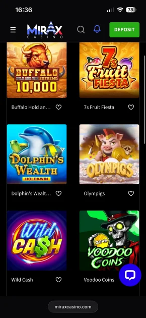 mirax casino slots