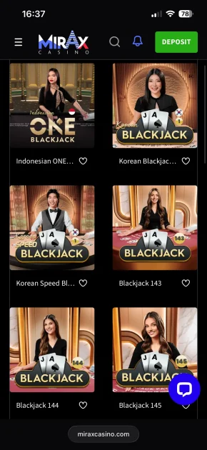 mirax casino live games