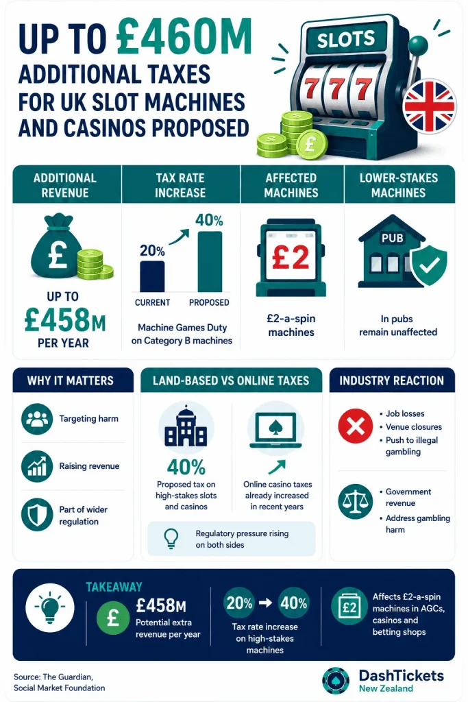 up to £460m additional taxes for uk slot machines and casinos proposed