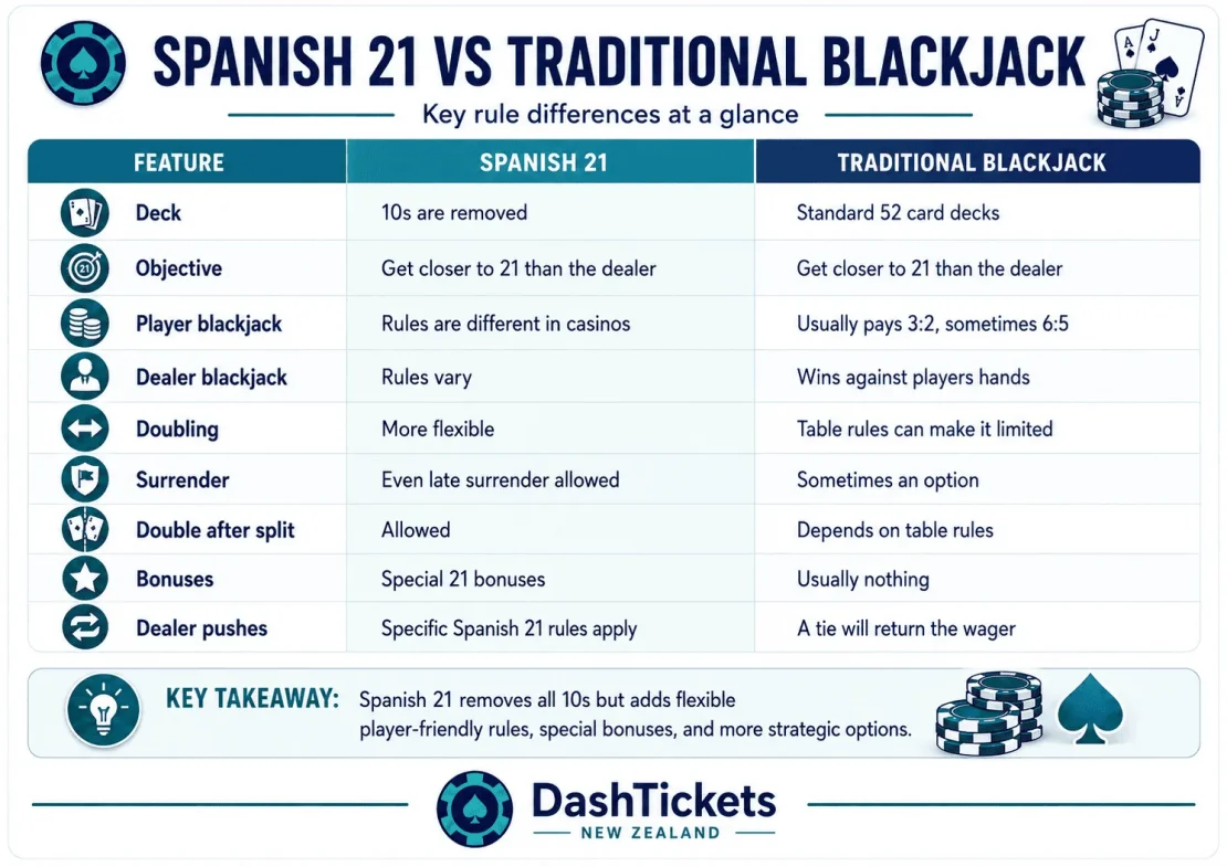 spanish 21 vs blackjack